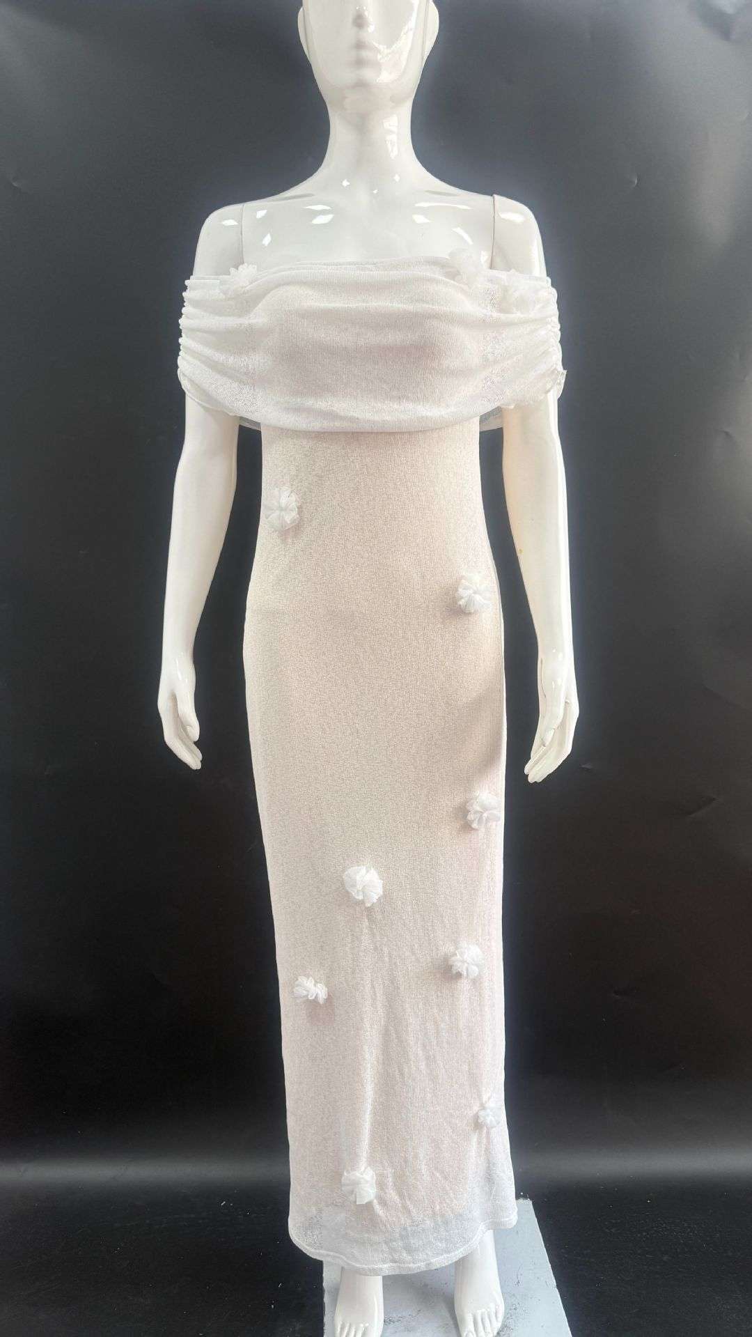 Off-Shoulder Mesh Gown image 3