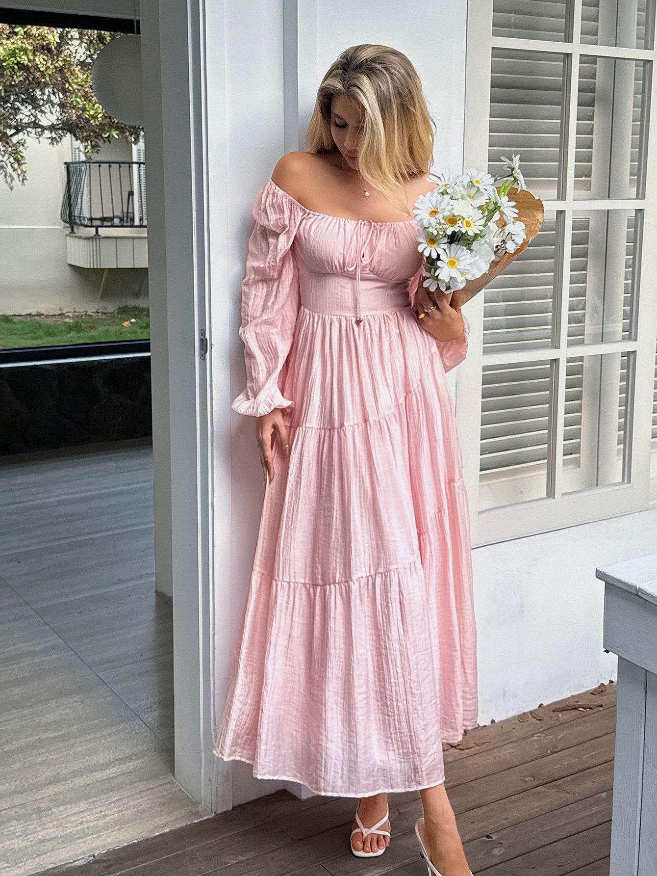 Boho Chic Maxi Dress - S, Pink image