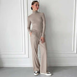 Turtleneck Top & Wide-Leg Pants Set image 4