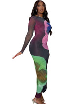 Floral Print Bodycon Maxi Dress image 2