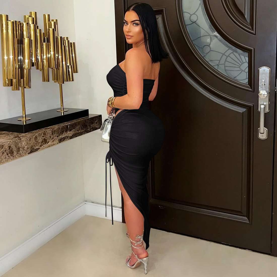 Strapless Top and Side Slit Skirts Set image 3