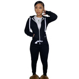 Hooded Coat and Pants Jogging Suit - L, Black image