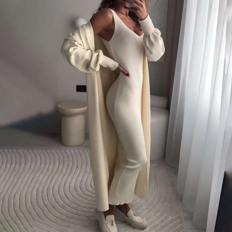 Bodycon Dress with Long Cardigan chic Set image 4