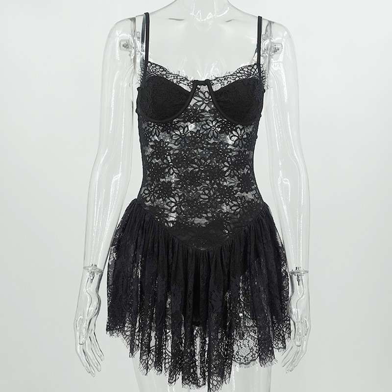 Corset Dress with Sheer Skirt image 5