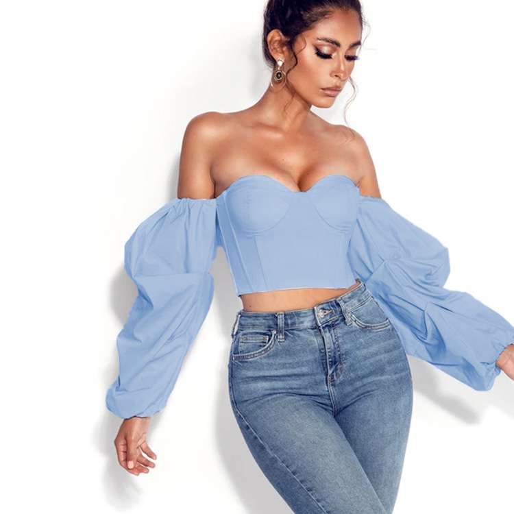 Off-Shoulder Puff Sleeve Crop Top image 5