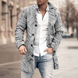 Stand collar mid-length casual coat with pockets - XXL, Grey 2 image