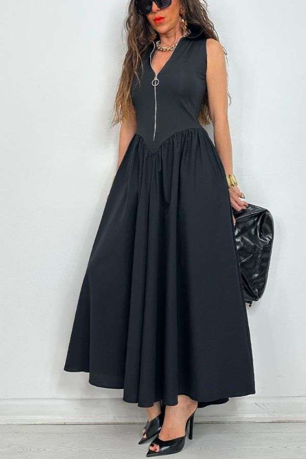 Zip-Front Maxi Dress image 0