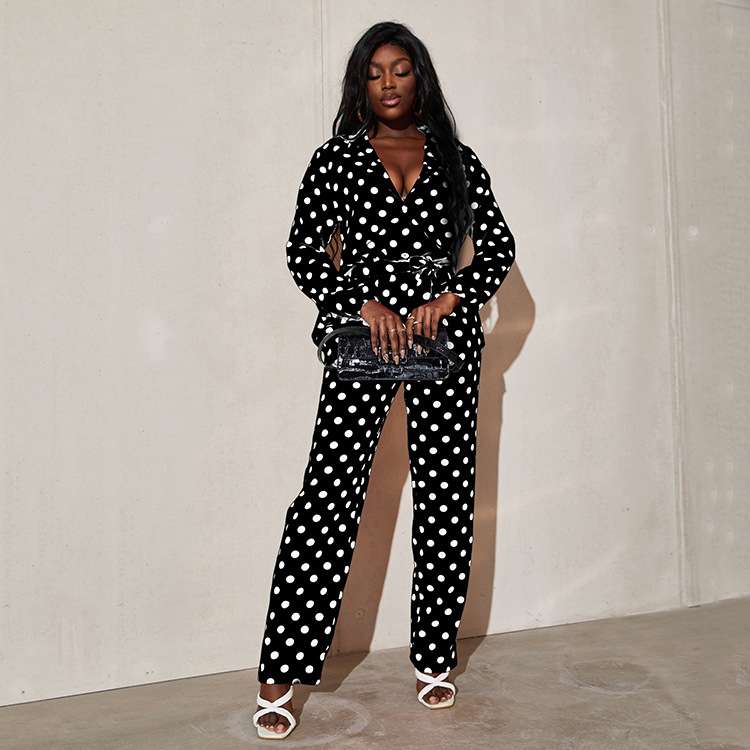 Casual Polka Dot Lace-up  Jumpsuit image 5