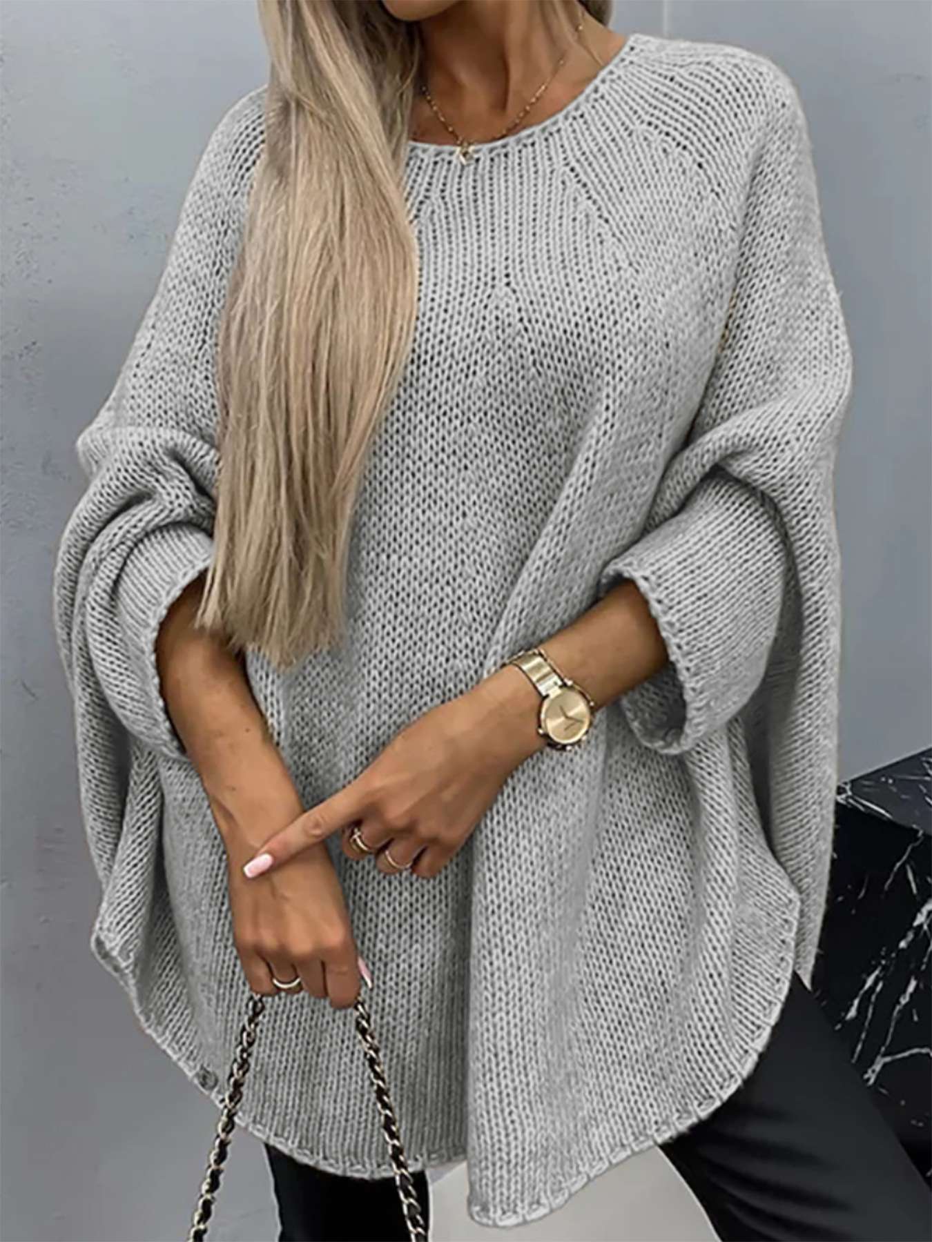Oversized Sweater with Rolled Sleeve image 2