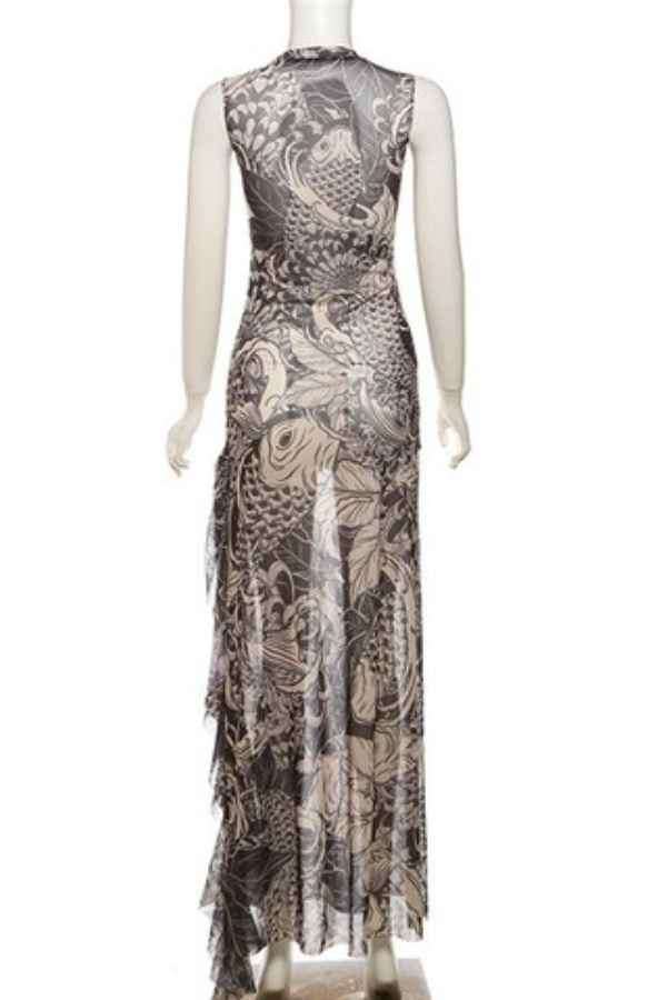 Sexy Printed Sleeveless Mesh Side Slit Maxi Dress image 5