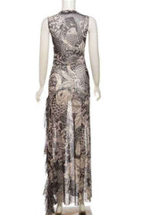 Sexy Printed Sleeveless Mesh Side Slit Maxi Dress image 5