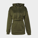 Solid Drawstring Crop Hoodie and Mini Skirt image 6