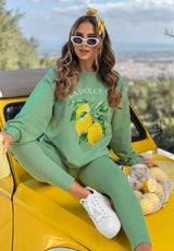 Lemon Print Sweatshirt and Leggings Set image 2