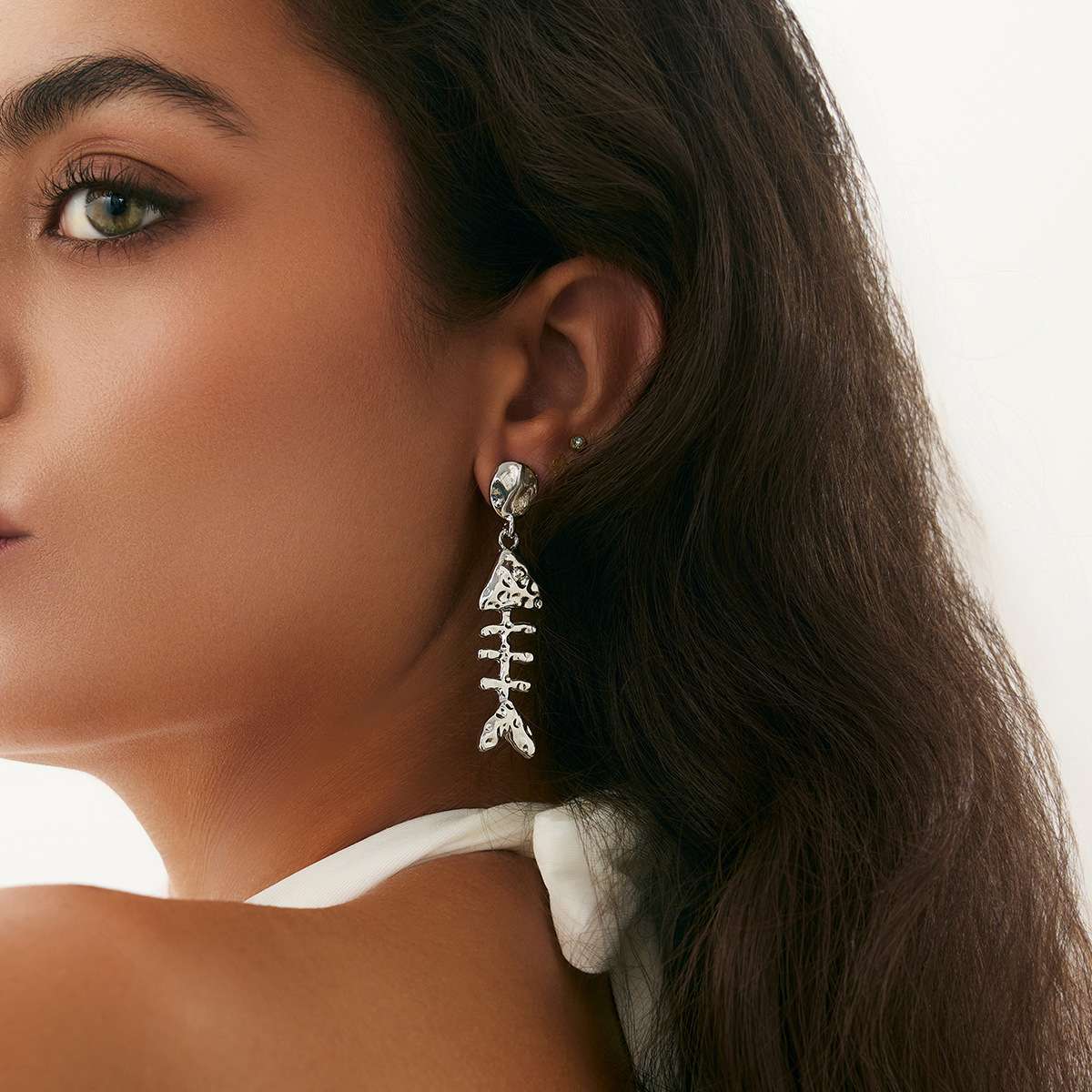 Gold Fishbone Dangle Earrings image 5