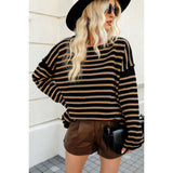 Striped Loose Bat Long Sleeve Sweater image 5