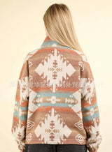 Geometric Pattern Quarter-Zip Fleece Pullover image 5