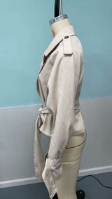 Beige Tie-Front Trench Coat image 4