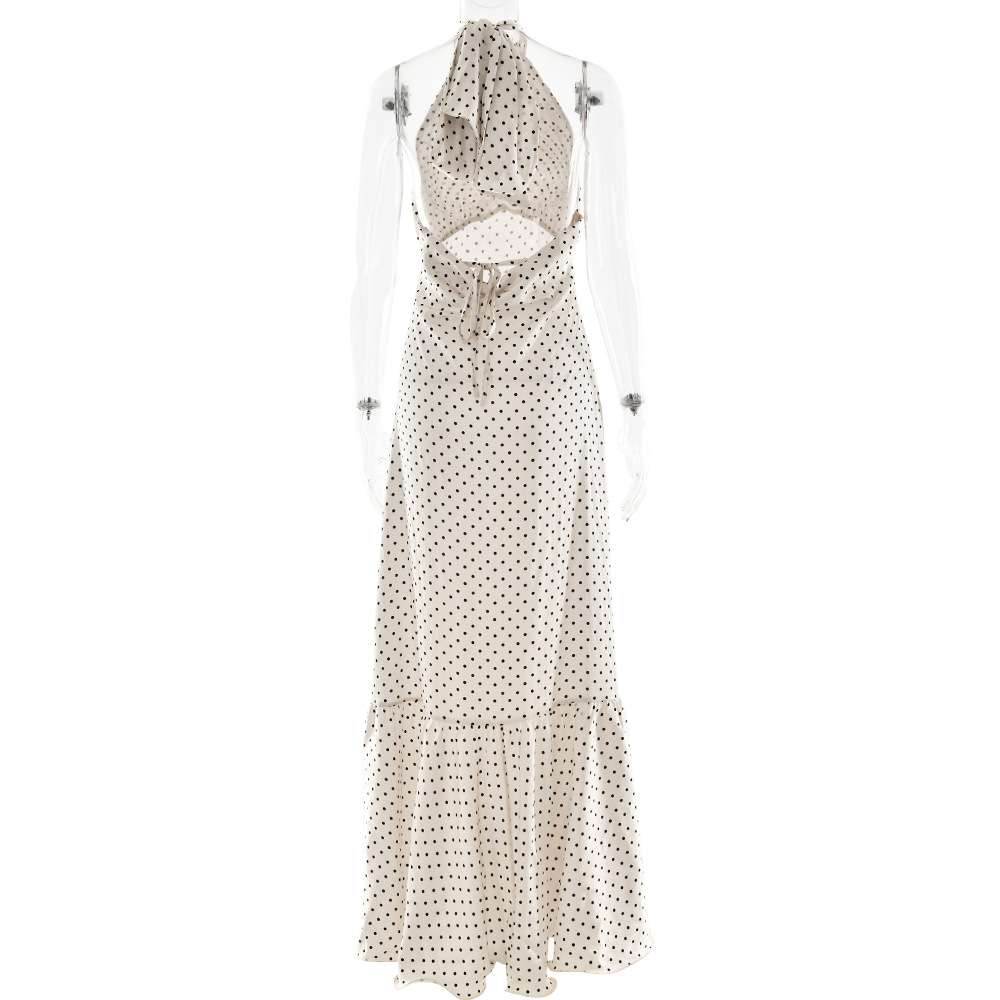 Polka Dot Halter Maxi Dress image 3