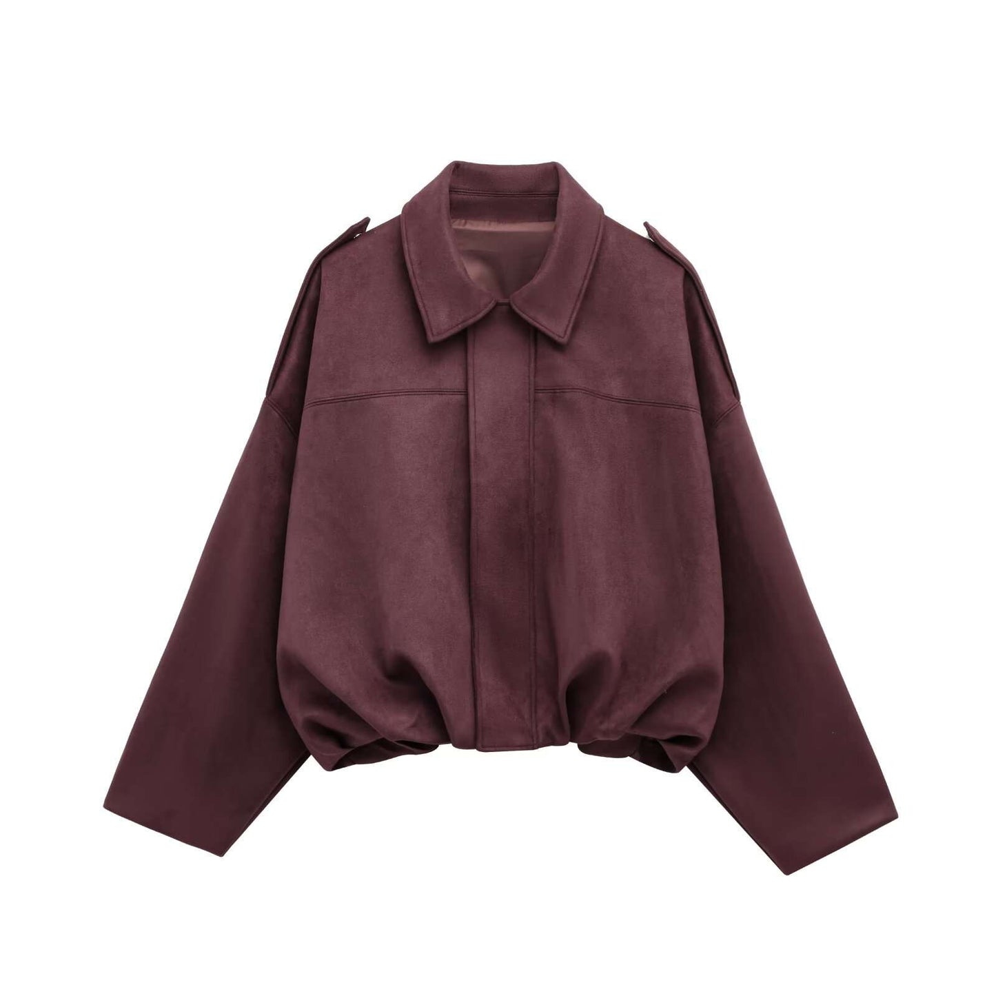 Vintage-Inspired Oversized Jacket - L, Maroon Red image