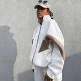 Mock Collar Loose-Fit Tracksuit - M, White image