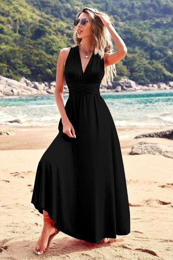 Sleeveless V-Neck Maxi Dress image 0