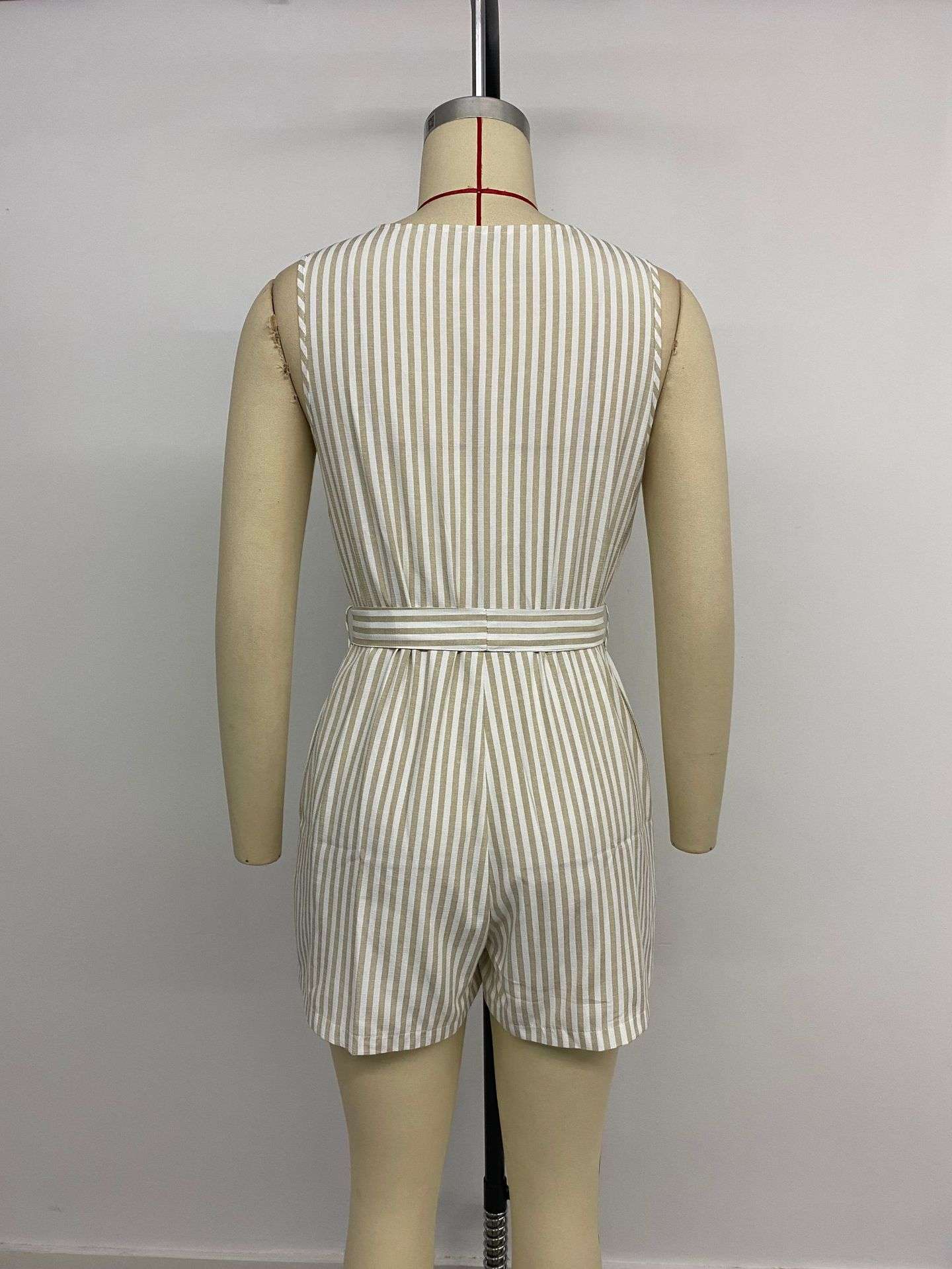 triped Sleeveless Tie-Front Romper image 4