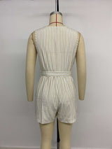 triped Sleeveless Tie-Front Romper image 4