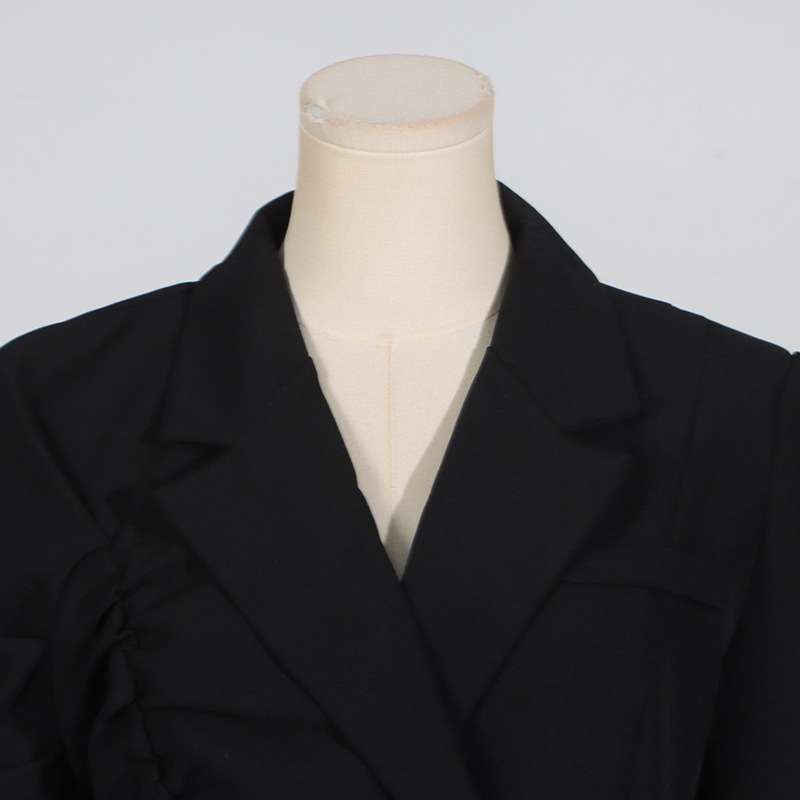Black Unusual Pleated Blazer image 4