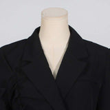 Black Unusual Pleated Blazer image 4