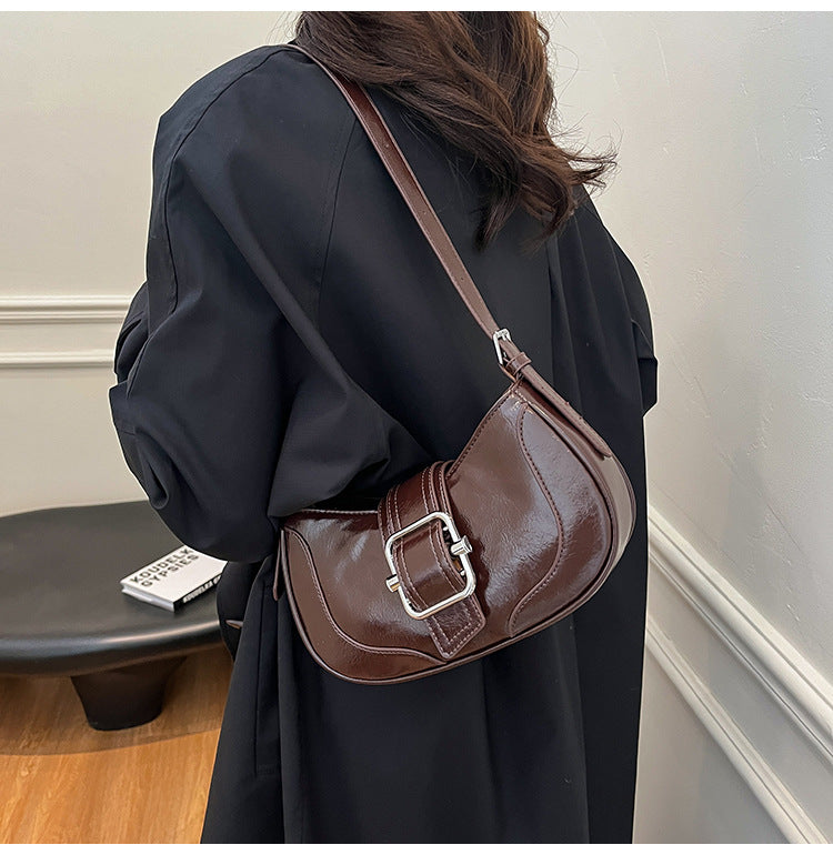 Classic PU Leather Buckle Shoulder Bag