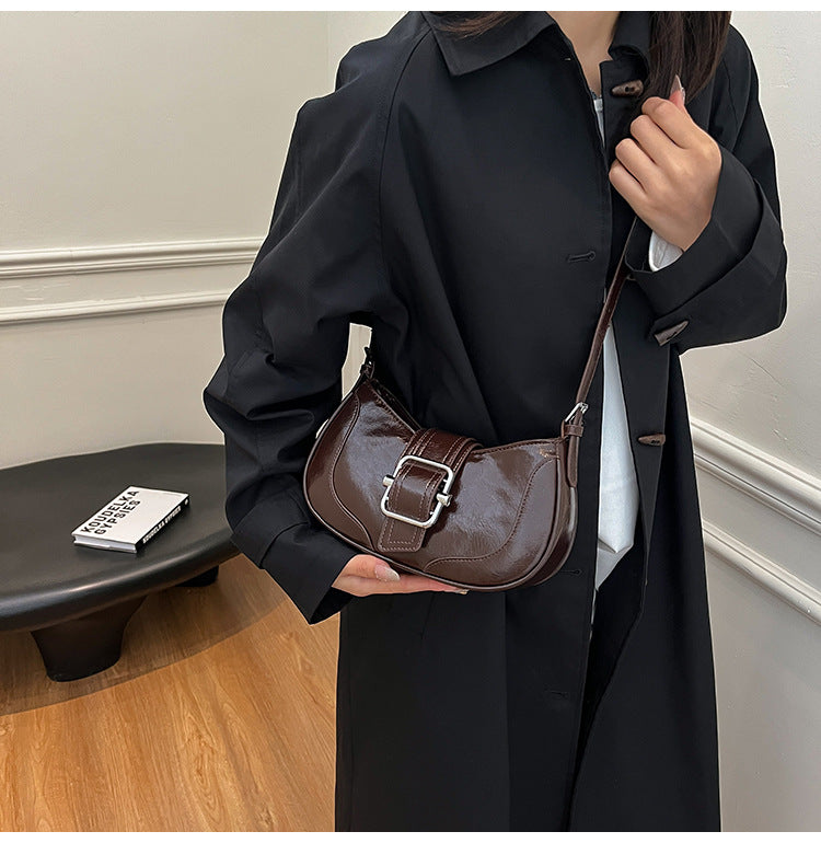 Classic PU Leather Buckle Shoulder Bag