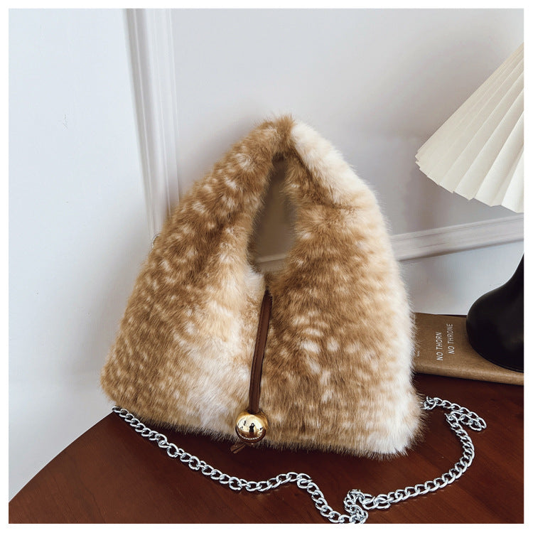 Faux Fur Circular Handbag