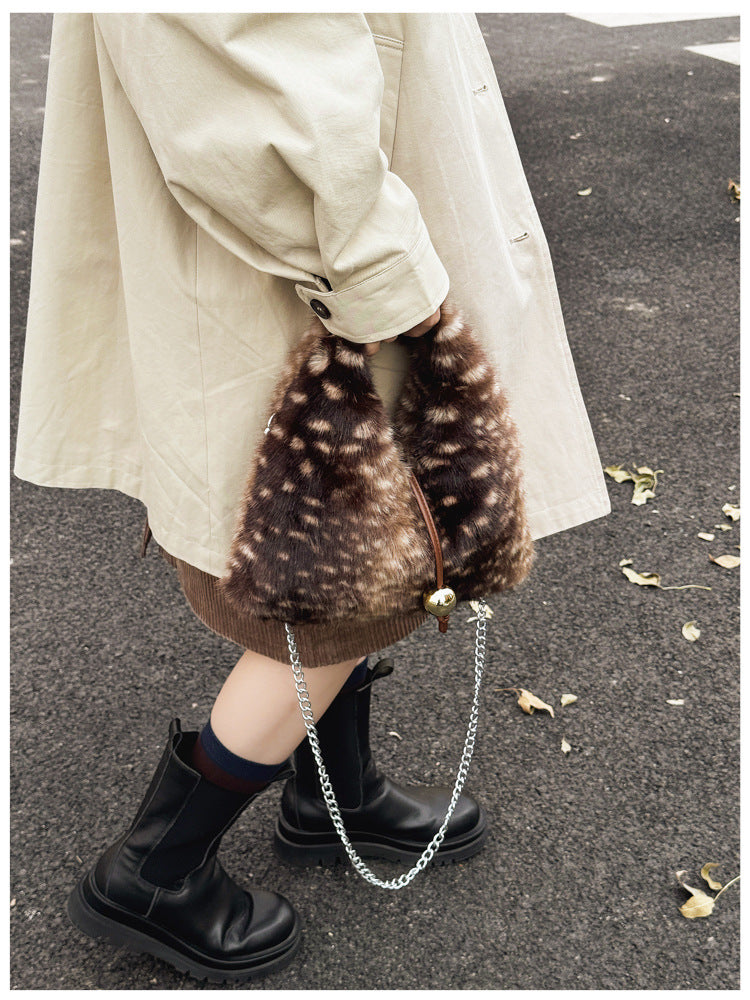 Faux Fur Circular Handbag