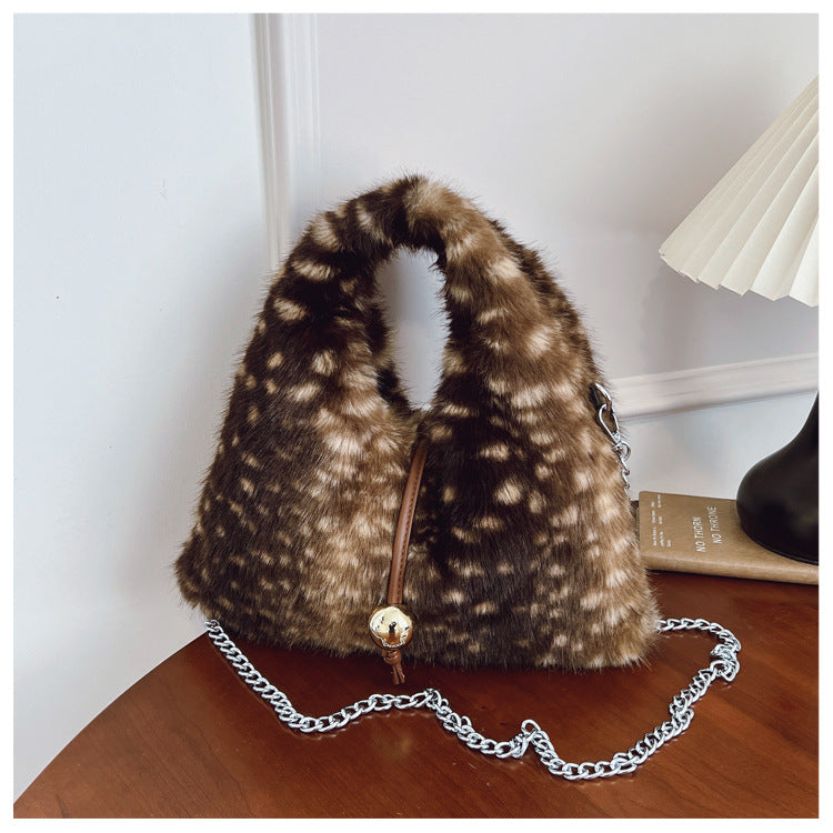 Faux Fur Circular Handbag