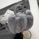 Faux Fur Handbag with Braided Handle