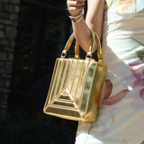 Metallic Handbag with Geometric Design