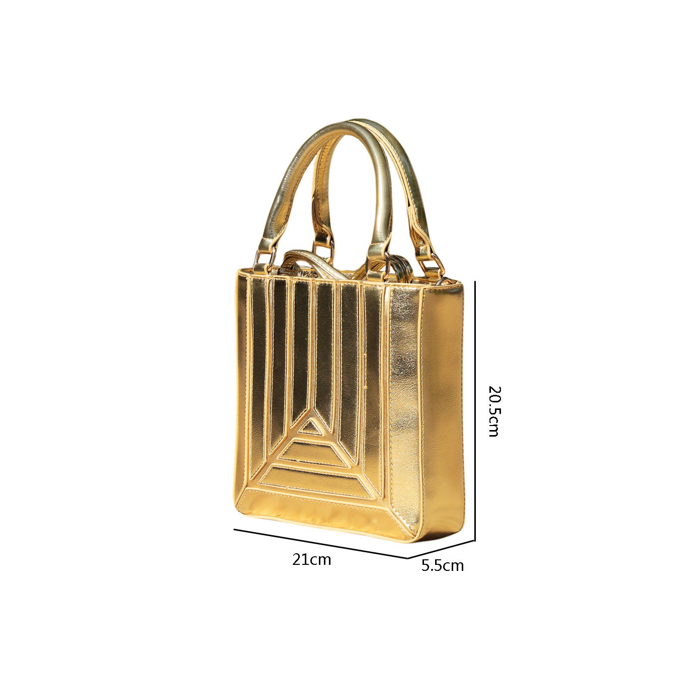 Metallic Handbag with Geometric Design