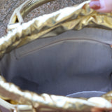 Metallic Handbag with Geometric Design