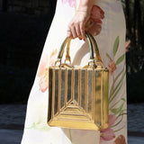 Metallic Handbag with Geometric Design