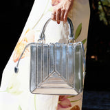 Metallic Handbag with Geometric Design