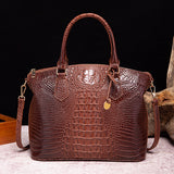 Croc Pattern Faux Leather Handbag