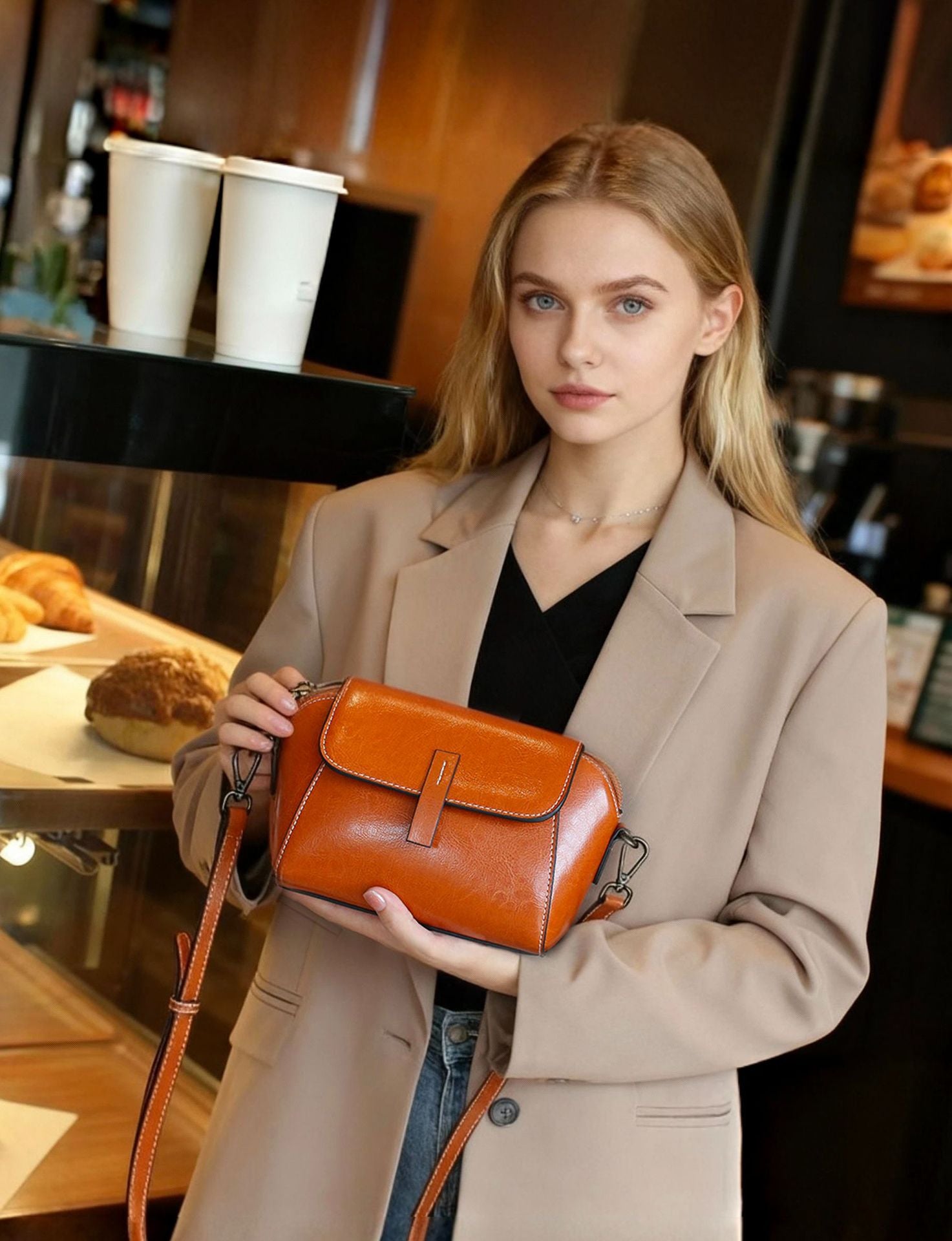 Elegant Faux Leather Crossbody Bag