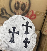 Marbled Backpack with Cross Embellishments