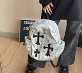 Marbled Backpack with Cross Embellishments