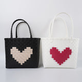 Tote Bag with Heart Pattern