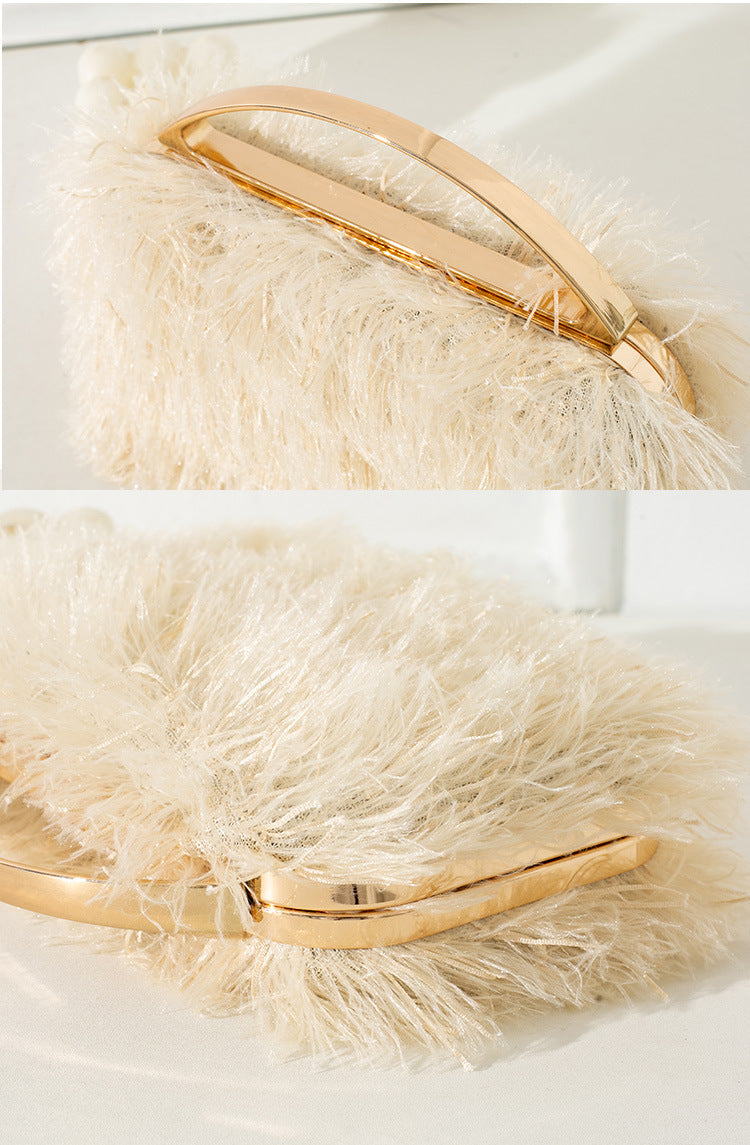 Faux Fur Clutch with Gold Handle
