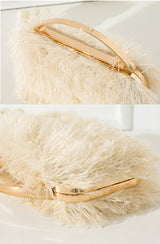 Faux Fur Clutch with Gold Handle