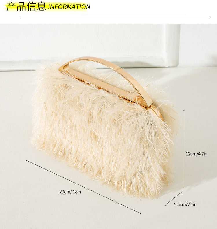 Faux Fur Clutch with Gold Handle