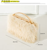 Faux Fur Clutch with Gold Handle