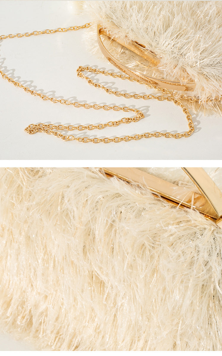 Faux Fur Clutch with Gold Handle